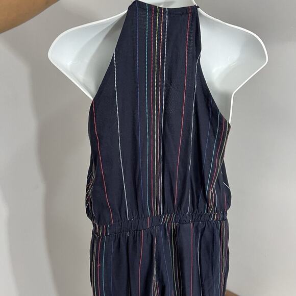 Dolan Anthropologie Hipster Boho Rainbow Striped Halter Jumpsuit Romper USA Made - Picture 7 of 14